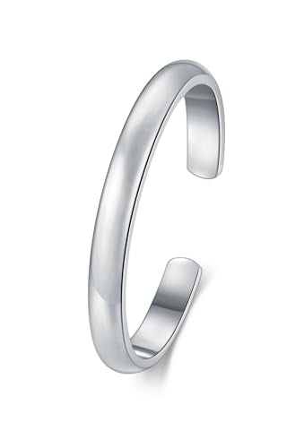 BORUO Toe Rings - 925 Sterling Silver Band Ring - Waterproof 14K Gold Plated Toe Rings - Sterling Silver Rings for Women, 2 mm, 3mm, 4mm - color: Waterproof Toe Rings Stainless Steel Silver 2mm