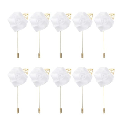 MECCANIXITY Groom Boutonnieres Rose Boutonnieres Pins for Wedding - color: White