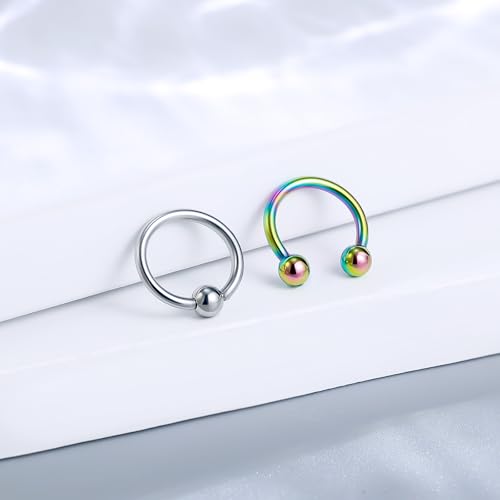 12G & 16G Septum Rings - Surgical Steel Septum Piercing Jewelry Horseshoe & Snake Bite Rings, Daith Rook Earrings for Women & Men - color: 16G 8MM