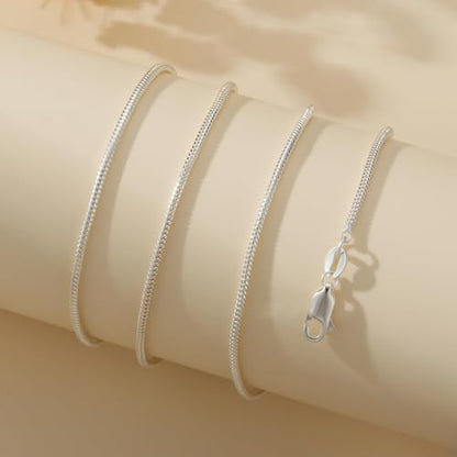 925 Sterling Silver Chain Necklace for Women - 1mm 1.5mm 2mm Snake Chain Necklace Smooth Sturdy Jewelry Gift Size 16/18/20/22 Inches - color: 2mm, size: 22+2"