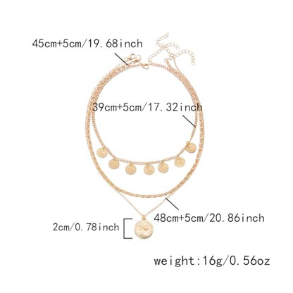 Gold Pirate Necklace for Women Layered Stack Charm Necklace Coin Pendant Necklaces Chunky Pirate Necklaces Pirates Costume Jewelry Accessories - color: gold1