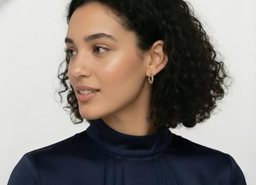SUENA BARCELONA 14K Gold Plated Twisted Hoop Earrings for Women – 15mm (0.6”) Small Dainty Chunky Hoops, Lightweight Hypoallergenic Rope Huggie Earrings, Secure Snap Closure | Spain Mediterranean Style, Elegant Gift for Her
