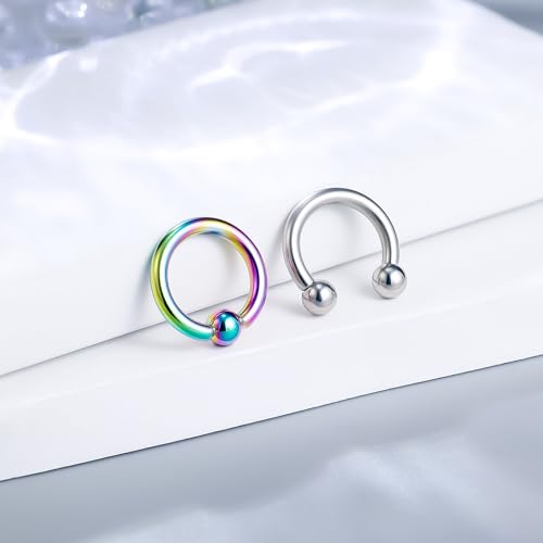 12G & 16G Septum Rings - Surgical Steel Septum Piercing Jewelry Horseshoe & Snake Bite Rings, Daith Rook Earrings for Women & Men - color: 12G 10MM