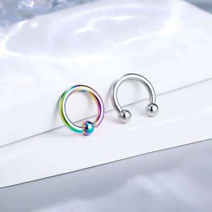 12G & 16G Septum Rings - Surgical Steel Septum Piercing Jewelry Horseshoe & Snake Bite Rings, Daith Rook Earrings for Women & Men - color: 12G 10MM