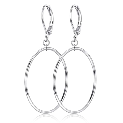 Silver Large Big Circle Hoop Dangle Earrings for Women Hypoallergenic - style: Silver 70mm