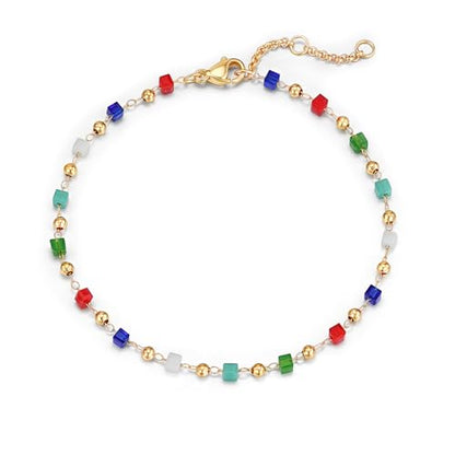 WEARON Gold Bracelet for Women 14K Gold Plated Snake Herringbone Figaro Cuban Bead Paperclip Cable Box Chain Simple Jewelry - style: Tube Beads