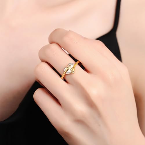 To My Daughter Hug Ring For Hope Rings, Inspirational Stainless Steel Engarved With Always With You Message Adjustable Ring for Women Non Tarnish Jewelry Gift for Her Birthday Christmas - color: Heart-Gold