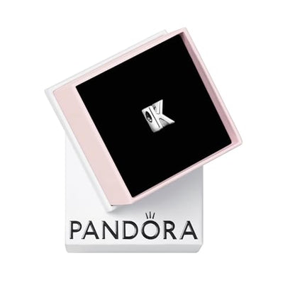 Pandora Alphabet Charm - Compatible Moments - Gift for Her - Made with Sterling Silver - with Gift Box - style: Letter K