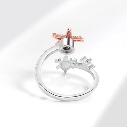 Starfish Turtle Fidget Anxiety Open Rings for Women Cute Funny Adjustable Crystal Spinner Stress Relief Stackable Ring Rotatable Calming Worry Meditation Jewelry Birthday Christmas Gifts