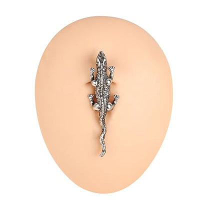 14G Surgical Stainless Steel Dangle Belly Button Rings for Women Belly Ring Dangling Piercing Jewelry CZ Snake lizard Skull Spider bat Halloween Party Punk Rock - style: lizard