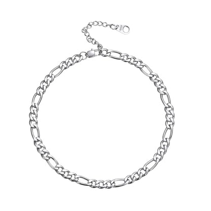 U7 Ankle Bracelets for Women Stainless Steel Waterproof Tarnish Resistant | 18K Gold Plated/Silver/Rose Gold Anklets, Cuban Chain Anklet Bracelets, Perfect for Summer Beach and Vacation Outfits - color: Stainless Steel-5mm-Figaro Chain