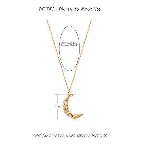 MTMY Gold Moon Pendant Necklace for Women,14K Gold Plated Dainty Chain Crescent Moon Sun Star Necklace Jewelry - style: moon