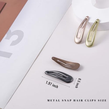 20 PCS Metal Snap Hair Clips Water Drop No Slip Barrettes for Women Bright Small Hair Clips For Thick And Thin Fine Hair,Metallic,1.97 x 0.5 In. - color: Metallic