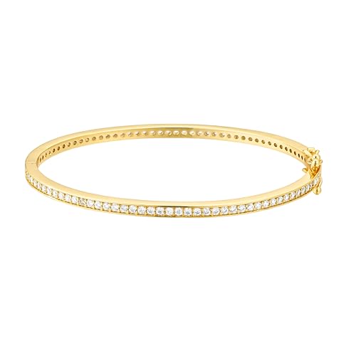 Bangle Bracelets for Women, Dainty Delicate Stacking CZ Diamond Bracelet, 18K Gold Plated Silver, Gold Jewelry, Mother’s Day Gifts for Mom - style: 05-Gold Diamond Tennis