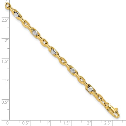 14K Two-tone Gold Polished Link Chain Bracelet 7.5"
