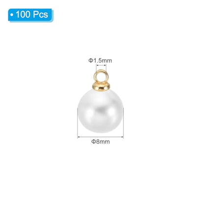 PATIKIL Pearl Charm, 100pcs Pearl Beads Faux Pearl Pendant Charm DIY for Jewelry Making Bracelets Earrings Necklace Crafts - color: Golden White, size: 8mm