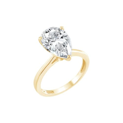 DIAMONBLISS Marilyn Monroe 10-Carat Big Solitaire Ring For Women | 14K Gold Plated 925 Sterling Silver Glamorous Cocktail Ring | 100 Facet Cubic Zirconia CZ Simulated Diamond - style: Pear 5 Carats