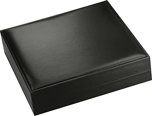 Black Color Extra Large Necklace Ring Earrings Bracelet Sets Gift Box | Soft touch PU leather jewelry set holder case for women men wedding engagement giftgiving(not for chunky necklaces) - color: Black PU Extra Large Necklace Set Box