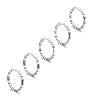 Lantine Nose Rings Hoops set for Women Set 316L Surgical Steel Septum Rings Rook Daith Tragus Piercing Jewelry Hinged Cartilage Hoop Earrings - color: 5Pcs Steel, size: 18G 8mm