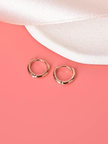Mini Tiny Huggie Hoop Earrings Top Upper Ear Cartilage Forward Helix Cuff Plain Simple 925 Sterling Silver Gold 9mm 8mm 7mm 6mm 5mm Hoop Earrings - color: Rose Gold-7mm