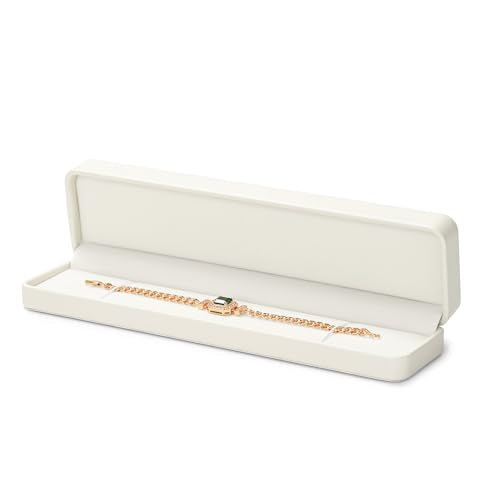 Oirlv Creamy White Long Necklace Box | Creamy White Exterior, Soft Interior, Spacious for Long Chains, Prevents Tangling, Elegant Presentation - color: Creamy-white, size: Long Chain Box