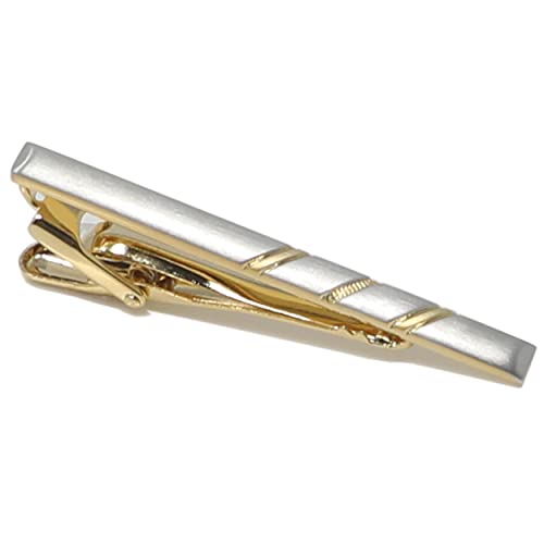 Classic Silver And Gold Bi-tone Plating Tie Clips With Gift Box Men Fashion Tie bar - style: Stripe BS