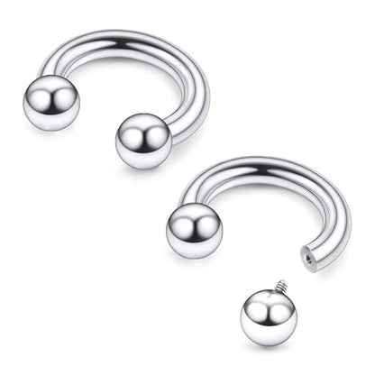 Ruifan 20G 18G 16G 14G 12G 8G 6G 4G 2G Horseshoe Nose Ring Titanium Septum Rings Piercing Jewelry Internally Threaded Gauges Cartilage Conch Helix Rook Lip Tragus Earring Hoop Eyebrow For Women Men - size: Ball: 6G - 12MM