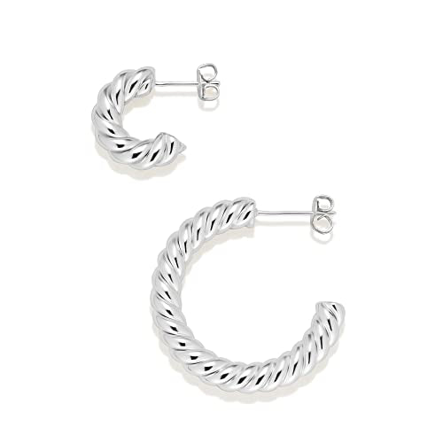 Amazon Essentials Sterling Silver Twisted Rope Hoop - color: Silver, size: 15 mm