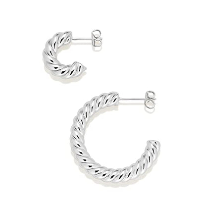 Amazon Essentials Sterling Silver Twisted Rope Hoop - color: Silver, size: 15 mm