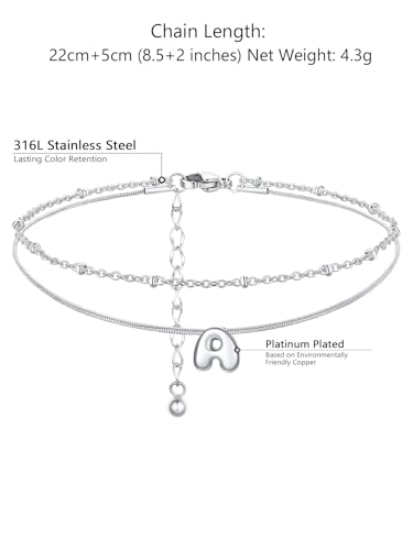 ChainsProMax Initial Ankle Bracelets for Women, Waterproof Anklets Bracelet Adjustable Summer Beach Women Foot Jewelry, Stainless Steel/Gold Plated-Send Gift Box/Letter A-Z - color: Steel-A