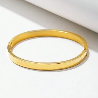 Gold Bangle for Women 18K Gold Plated Bamboo Heart Star Labyrinth Bangle Bracelets Dainty Stainless Steel Jewelry Gifts - color: Bangle-GD