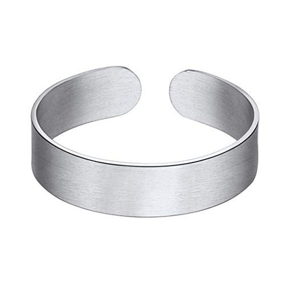 Stainless Steel Open Band Ring for Men Women 18K Gold/Black Plated Brush/Smooth Surface Rings Set Minimalist Jewelry(with Gift Box) - color: 01-Steel 5mm Brush Surface