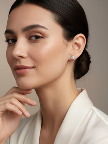 0.6-4 Carat 5A Cubic Zirconia/Simulated Emerald Sparkle Stud Earrings for Women, Hypoallergenic 925 Sterling Silver Posts, Anniversary Birthday Valentines Mothers Day Jewelry Gift - color: White Gold, size: 1.00 Carat (0.50ct * 2)