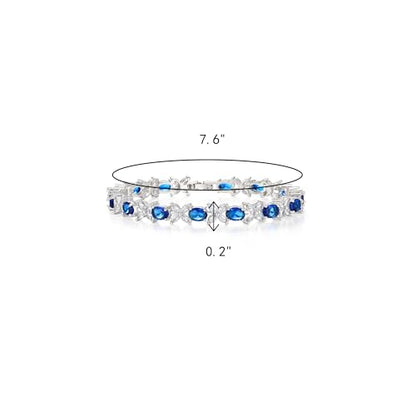 Crysdue Wedding Bridal Bracelets for Brides, Cubic Zirconia Tennis Birthstone Jewelry Gift for Women Prom - style: E_Blue 7.6"
