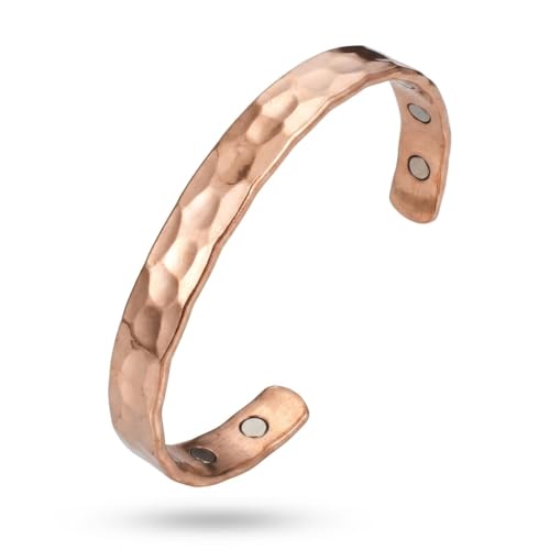 Pure Copper Cuff Bangle Bracelet 100% Solid, Raw & Uncoated Handmade Bracelets Jewelry Cuff Gift Bangle for Women & Men - color: Classic Hammered Texture