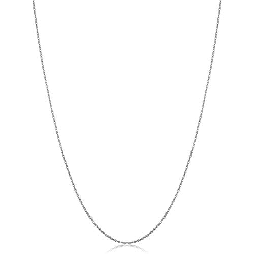 Kooljewelry Womens Classic Rope Chain - 14k White Gold Barely-There Necklace Thin Lightweight - size: 16 inch, style: 0.7 mm wide
