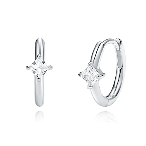 Me&Hz Gold Huggie Earrings Small Huggie Hoop Earrings for Women 14K Gold Plated Hypoallergenic Cubic Zirconia Huggies Mini Silver Hoop Earring for Women - color: Diamond,Silver