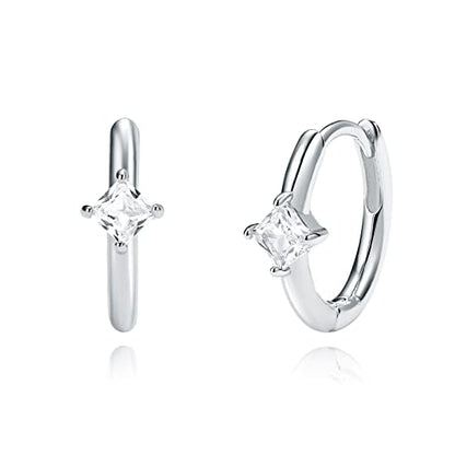 Me&Hz Gold Huggie Earrings Small Huggie Hoop Earrings for Women 14K Gold Plated Hypoallergenic Cubic Zirconia Huggies Mini Silver Hoop Earring for Women - color: Diamond,Silver