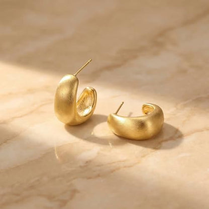 Sonateomber Gold Chunky Crystal Hoop Earrings for Women, Trendy Statement Sparkly CZ Rhinestone Thick Open Hoops Earings Hypoallergenic Wedding Prom Everyday Accessories Fashion Jewelry Gift - color: Matte Gold