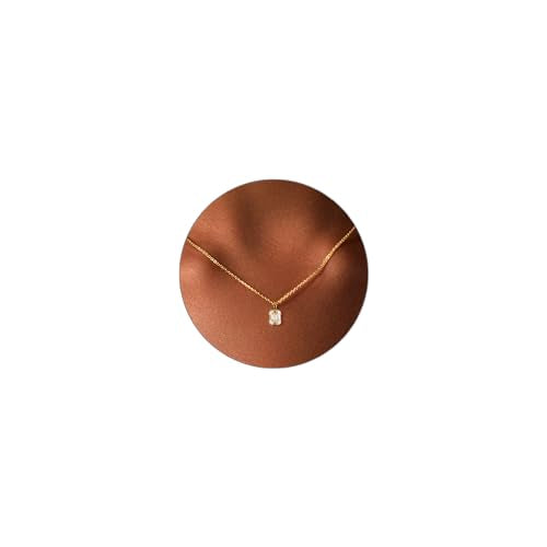 Luxval Diamond Pendant Gold Necklace for Women，Dainty 18k Gold Plated Choker Necklaces Simple Gold Jewelry Gifts for Women - color: Gold-CZ Pendant