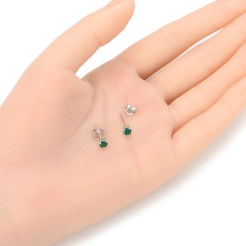 1 Pair Adabele Authentic Sterling Silver Birthstone Stud Earrings 4mm/0.25 Carat Tiny Cubic Zirconia Imitation Diamond Gemstone Hypoallergenic Nickel Free Tarnish Resistant Women Men Jewelry - color: May