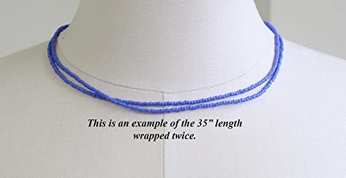 Kathy Bankston Handmade Periwinkle Blue Seed Bead Necklace, Thin 1.5mm Single Strand