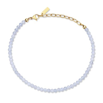 COAI Beach Waterproof Anklet for Women, Black Tourmaline Moonstone Amethyst Beaded Anklet for Women - style: Moonstone