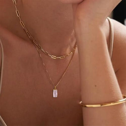 Dainty Gold Charm Necklaces for Women Non Tarnish, 14K Trendy Blue Green Cubic Zirconia Emerald Pendant Birthstone Necklaces Birthday Gifts for Women Waterproof Jewelry - color: 10-October(Tourmaline)