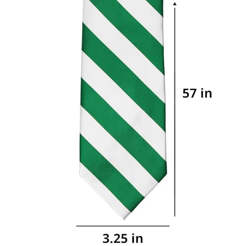 tiemart Men's Striped Tie Standard Length - color: Kelly Green and White