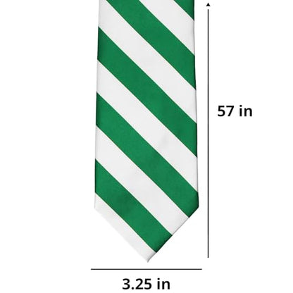 tiemart Men's Striped Tie Standard Length - color: Kelly Green and White