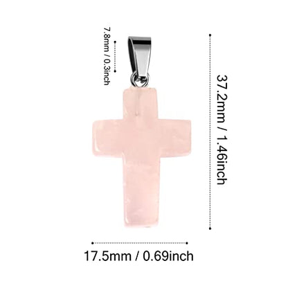 12PCS Natural Stone Cross Pendant Gemstone Charms Bulk for Jewelry Making | Healing Crystal Quartz Chakra Reiki Gemstone Pendants Charms Bulk for Necklace Craft - color: Rose Quartz Cross