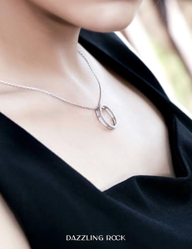 or Lab Grown White Diamond Circle Pendant | 1/4 Ctw | Round Cubic Zirconia | 18 inch Silver Chain | Women | 925 Sterling Silver - style: Lab Grown Diamond