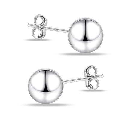 Charmsy 925 Sterling Silver Ball Post Stud Earrings for Women | Round Hammered Lightweight Disco Classic Ball Stud Earring for Women Teen | Sizes 3mm-11mm - style: 10mm-Classic
