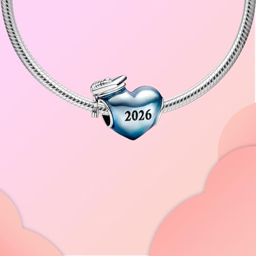 LUXILLA Love You Best Friend Grandma Wife Heart Charm 925 Sterling Silver Charms Fit for Bracelets Necklace Jewelry Gift for Women - color: Blue 2026 Graduation Charm